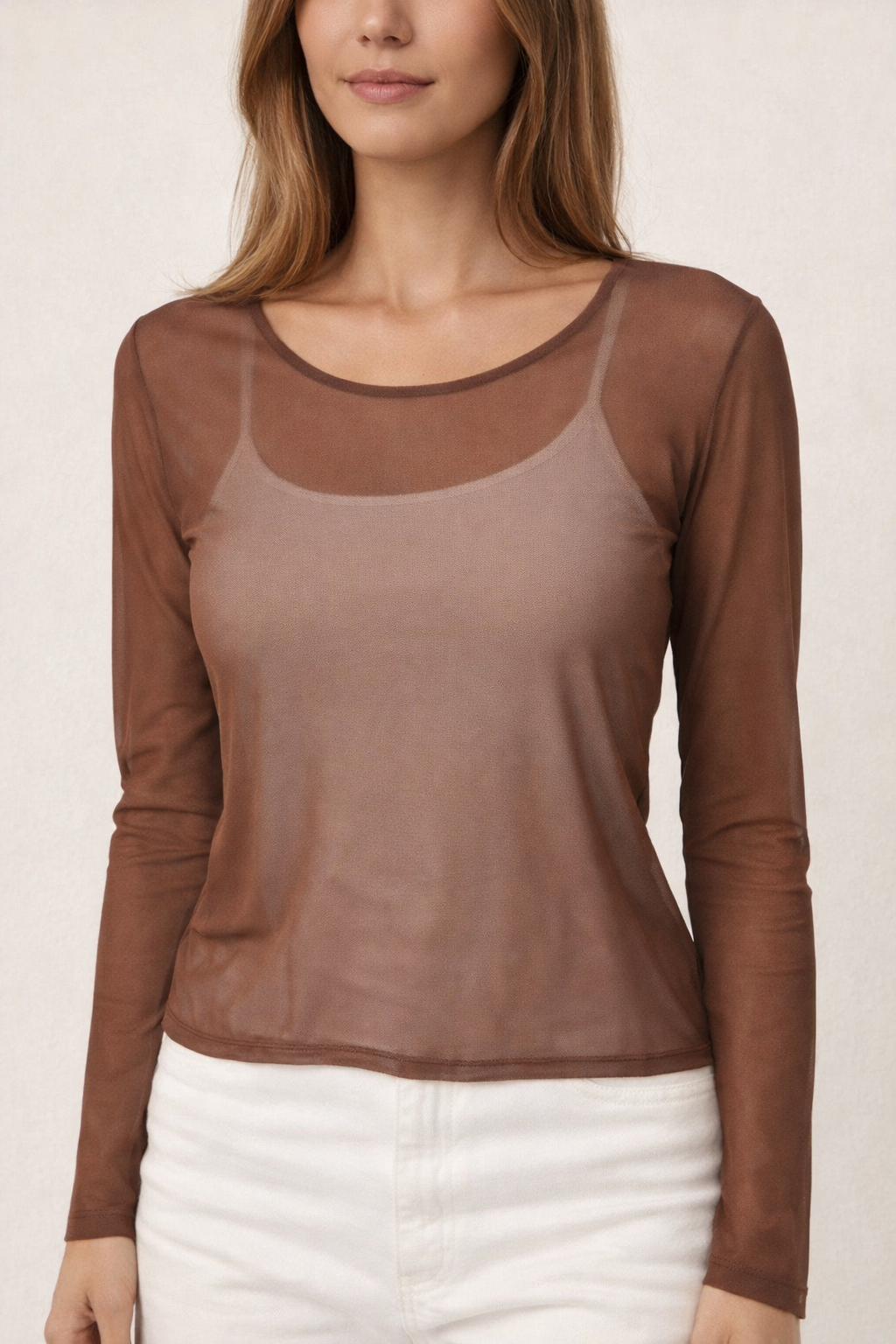 Brown Mesh Top