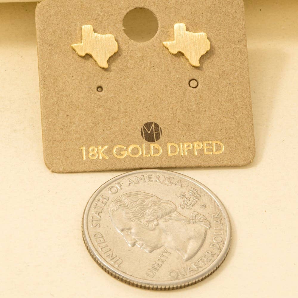Gold Dipped Brushed Texas Stud Earrings