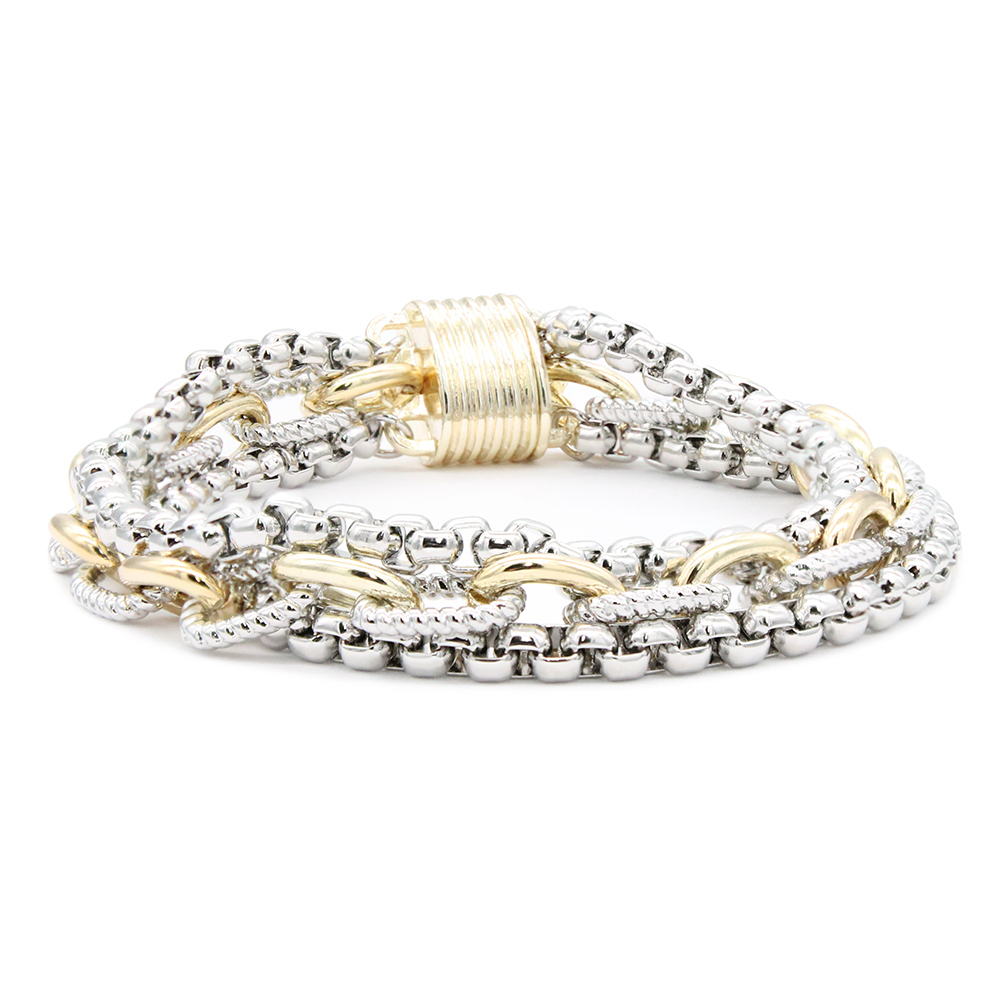 Triple Chain Two Tone Magnetic Bracelet