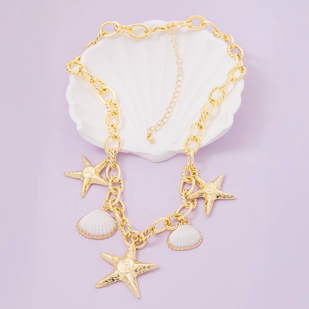 Sealife Shell Starfish Chams Chain Necklace