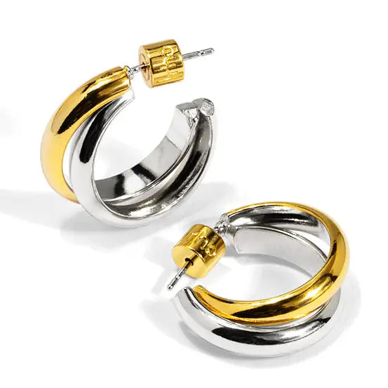 Two Tone Entwined Hoop Earring