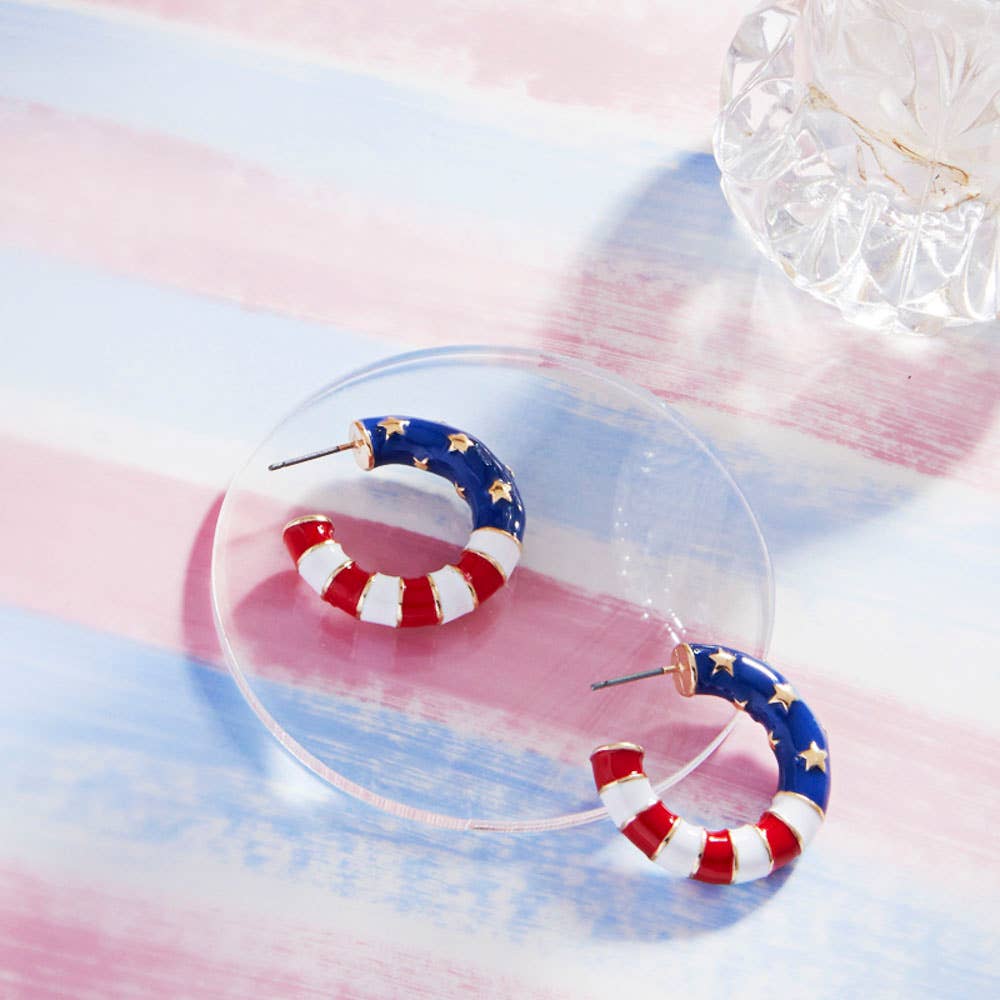 American Flag Hoop Earrings