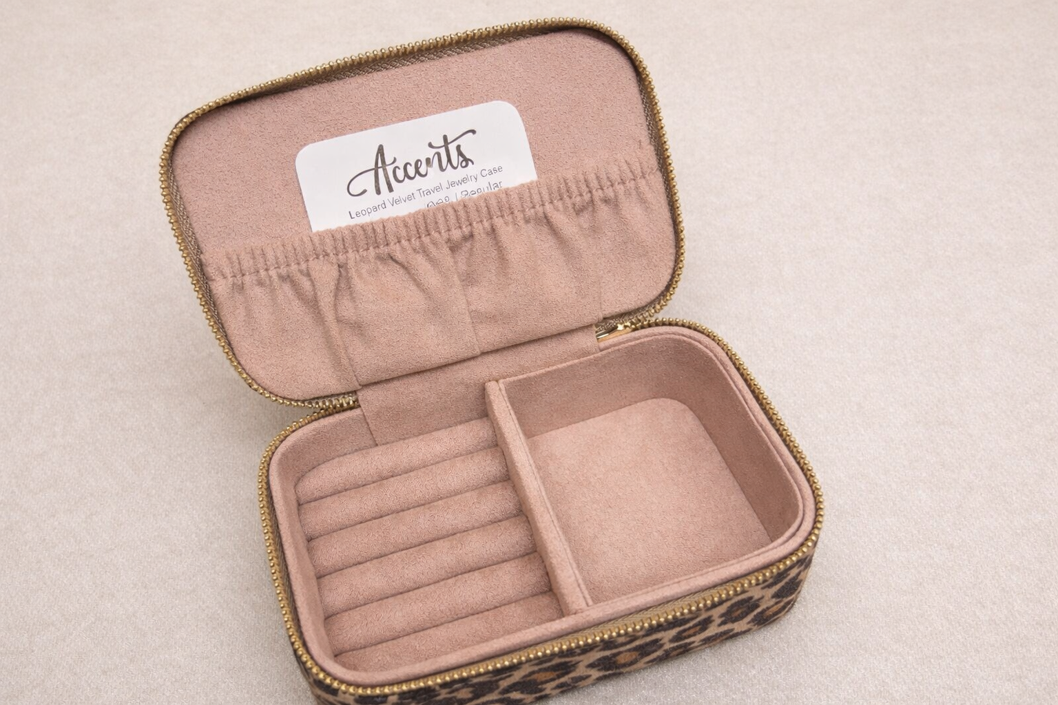 Leopard Velvet Travel Jewelry Case