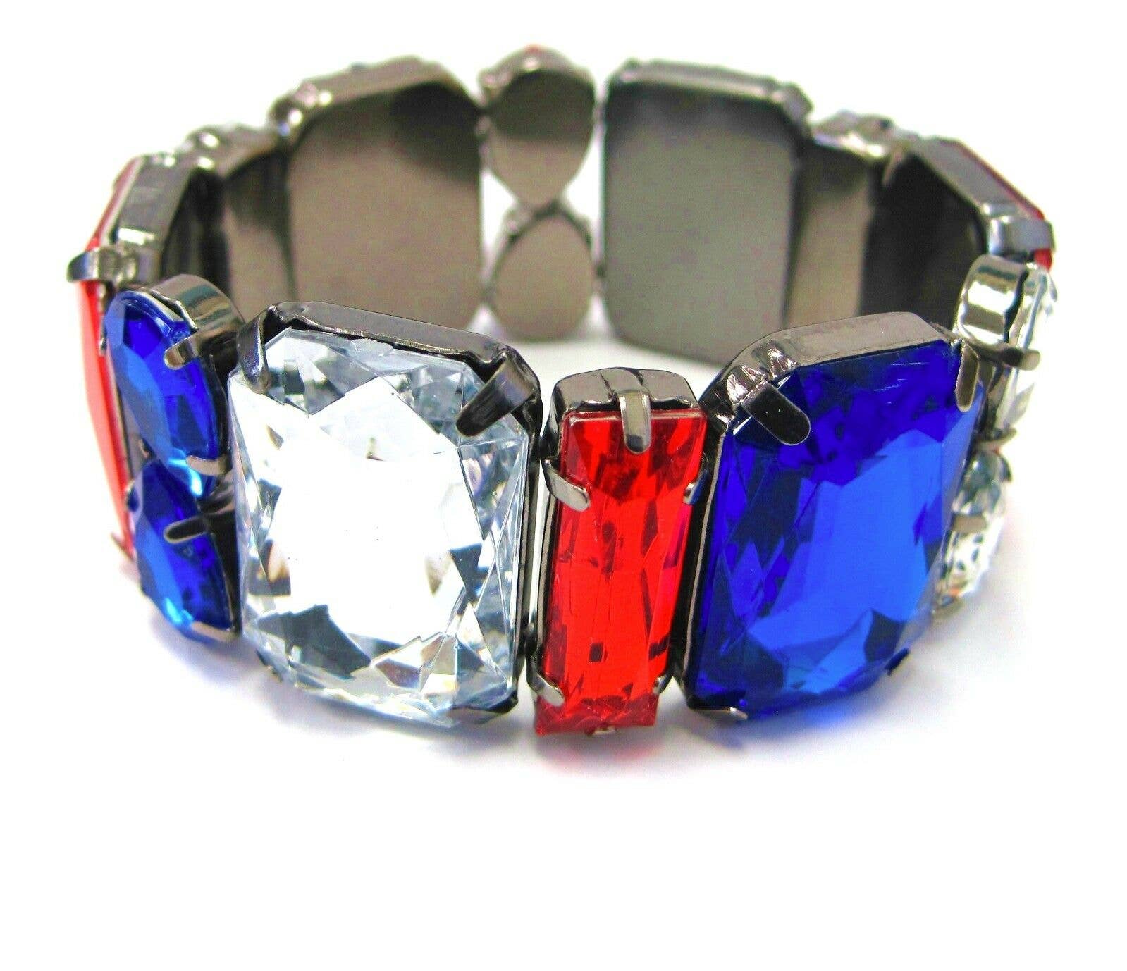 4th of July Red White Blue Stretch Bracelet for Women