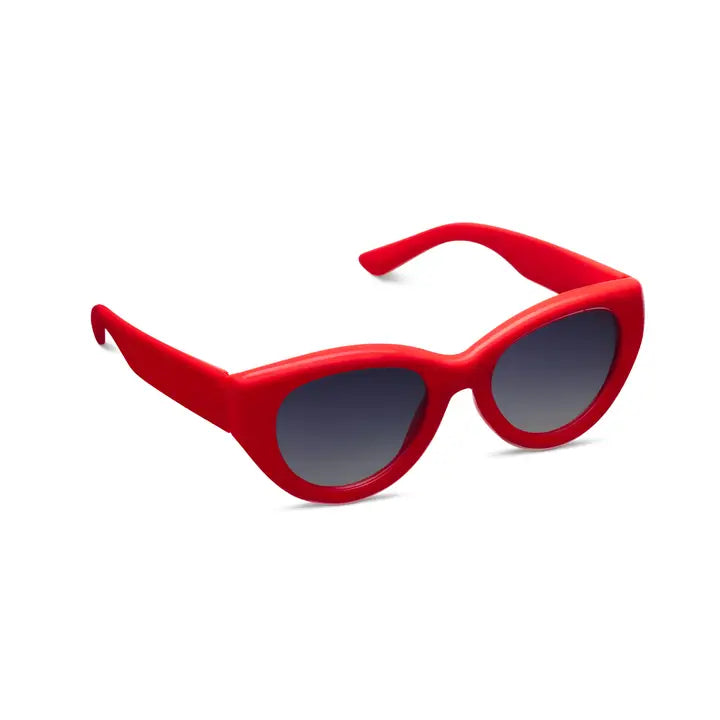 Peepers Sunday Scaries red cat-eye sunglasses with gradient lenses — view 2