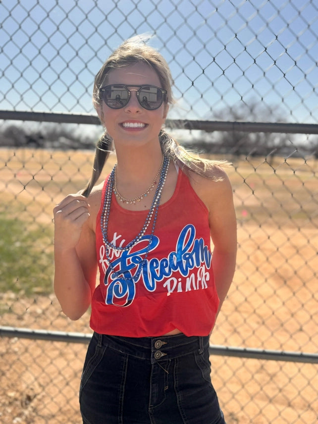 Let Freedom Ring with Red Metallic Puff Tee/Tank