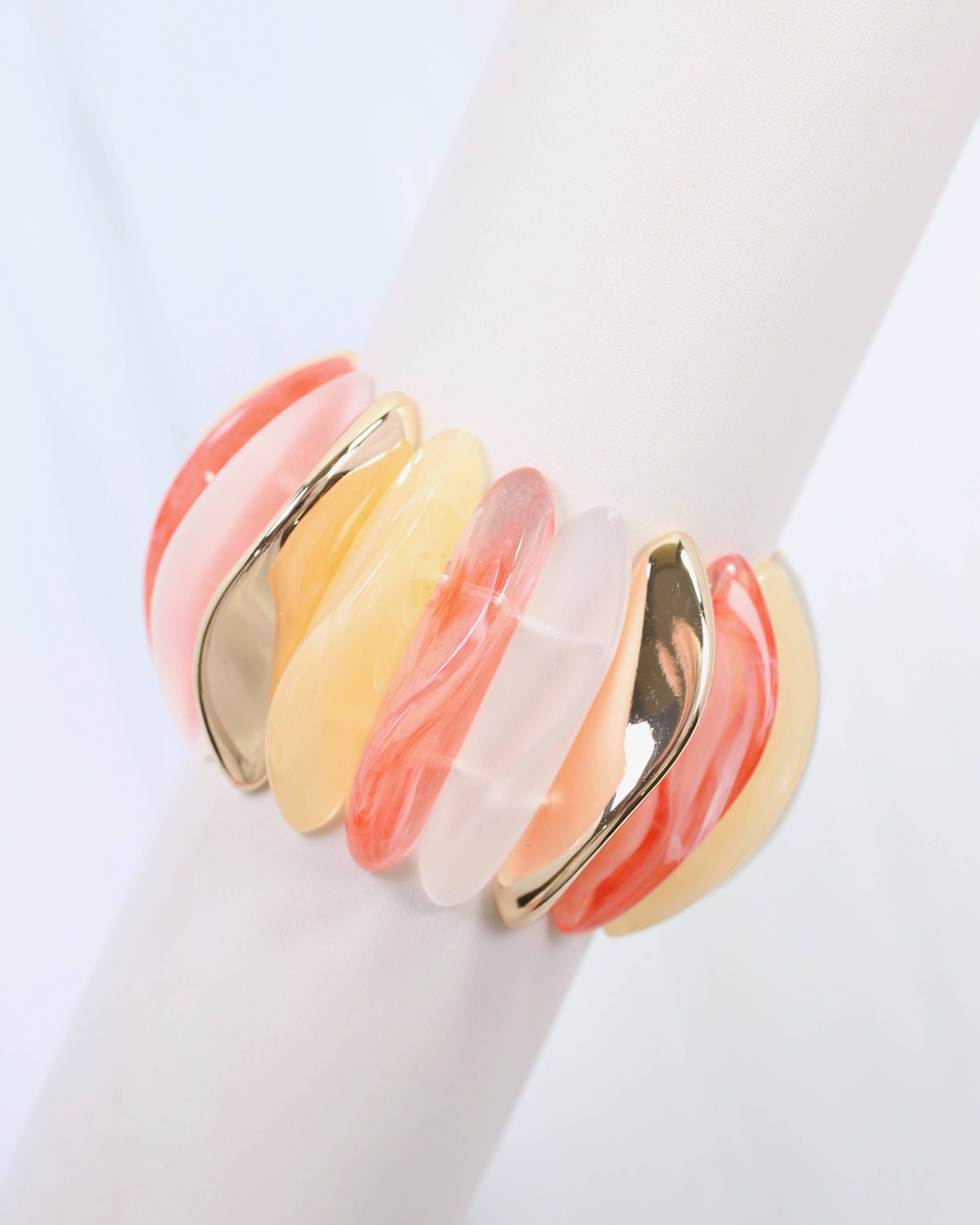 Canton Domed Shaped Stretch Bracelet Coral
