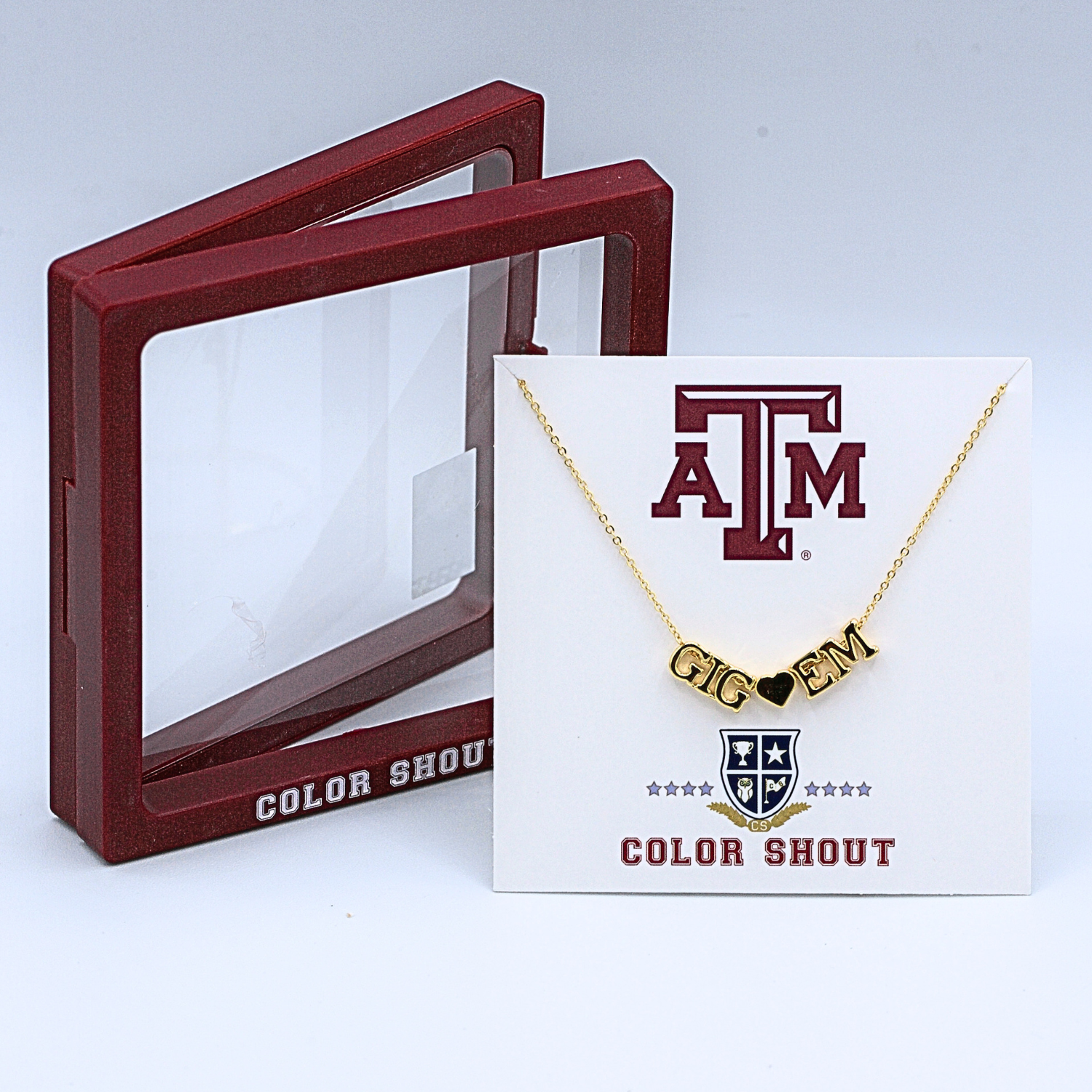 Texas A&M University Gig 'Em Heart Necklace
