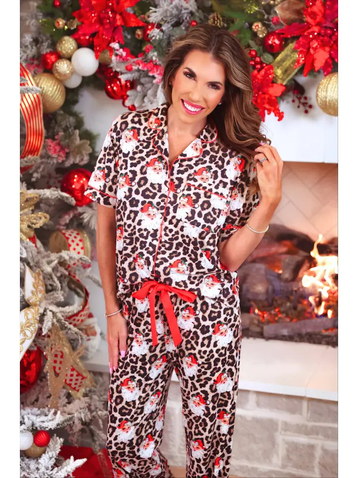 Santa Safari Chic Ruffle Pajama Set