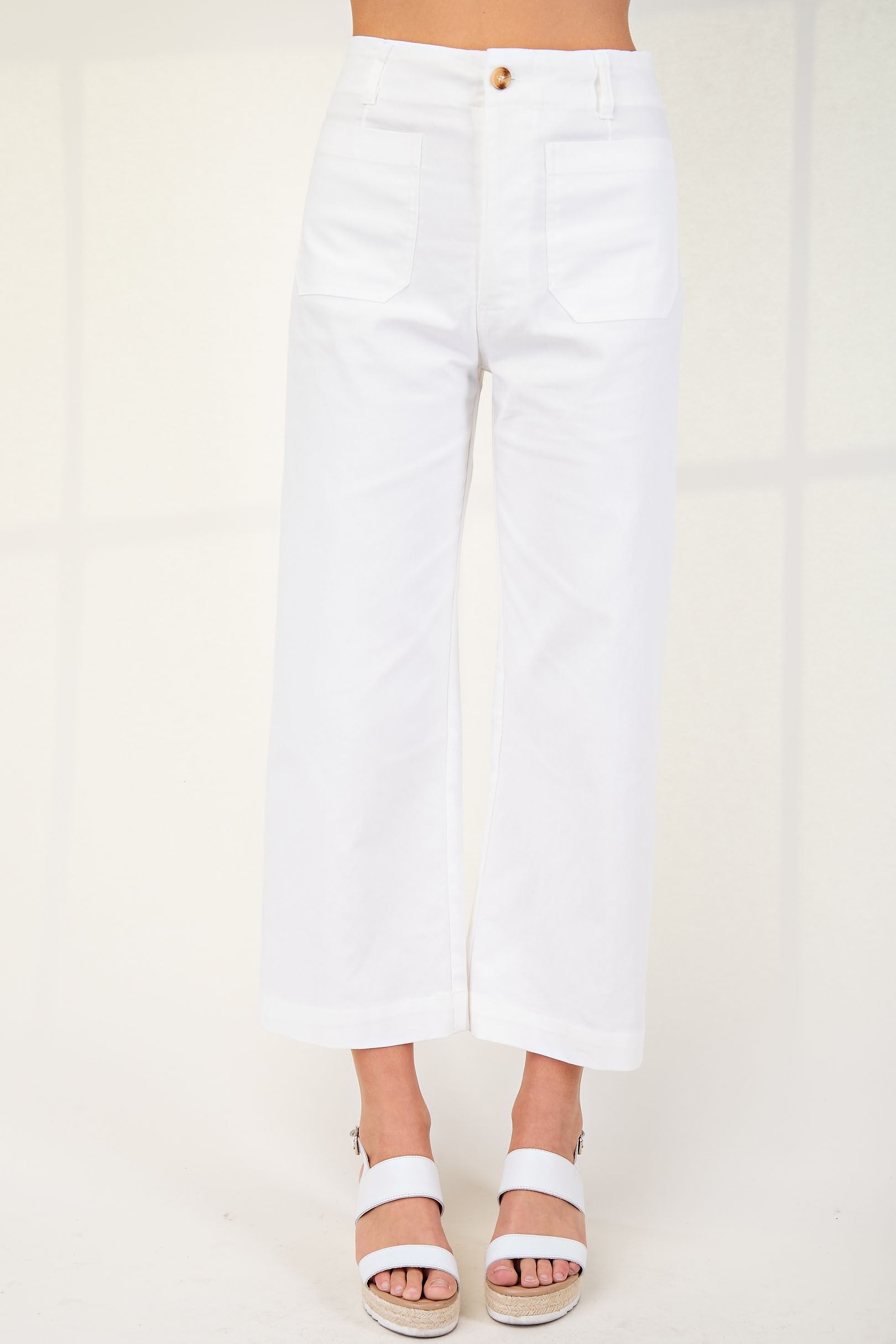 Off White Ankle Cropped Summer Pants