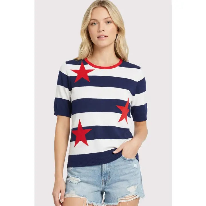 Patriotic Star Striped Sweater