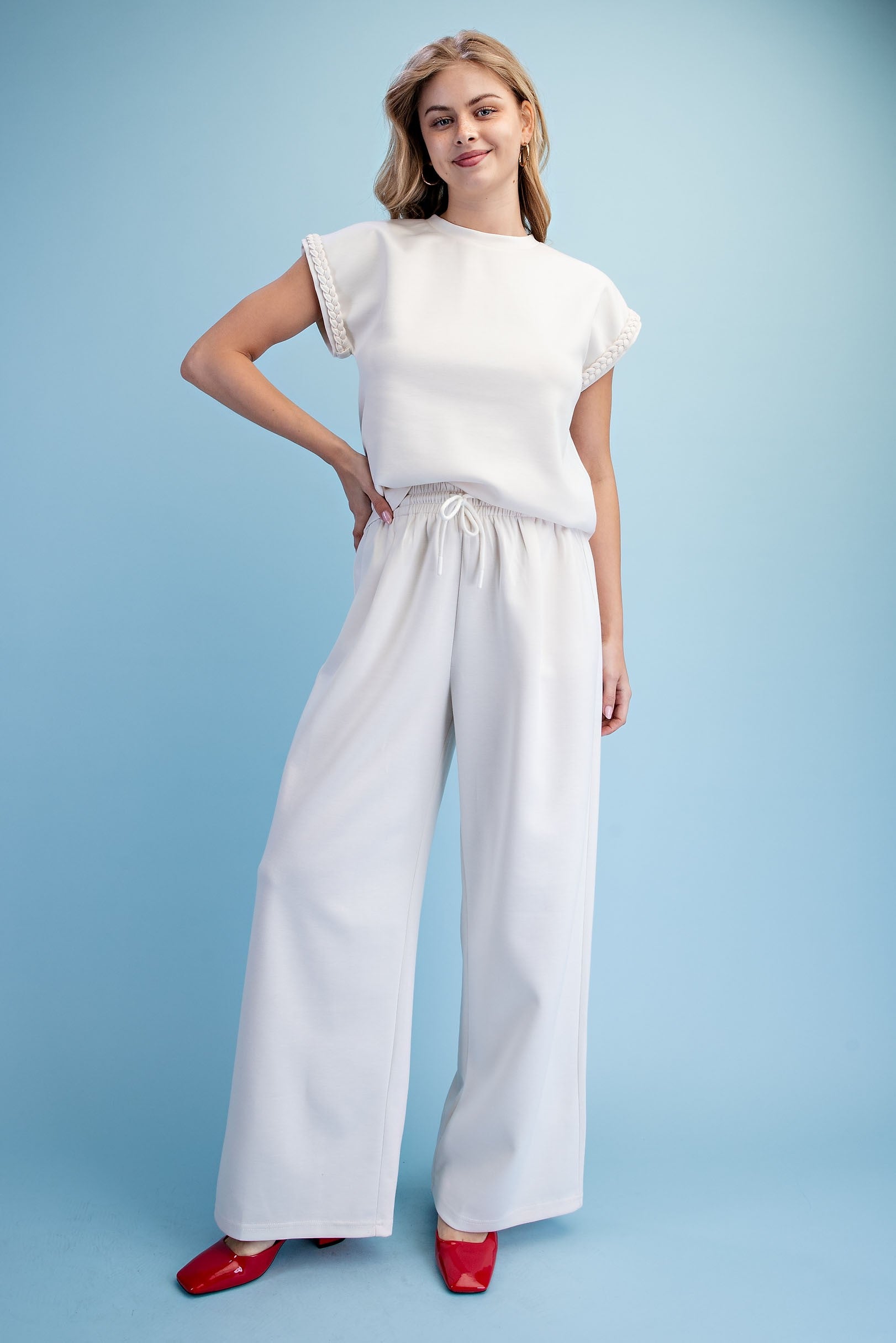 Ivory Elevated Double Soft Knit Pant Set