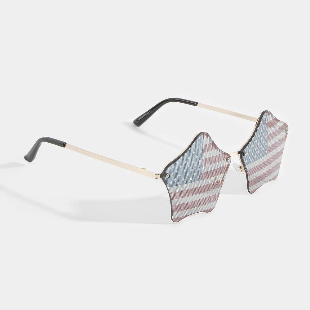 Patriotic Star Shaped American Flag Sunglasses