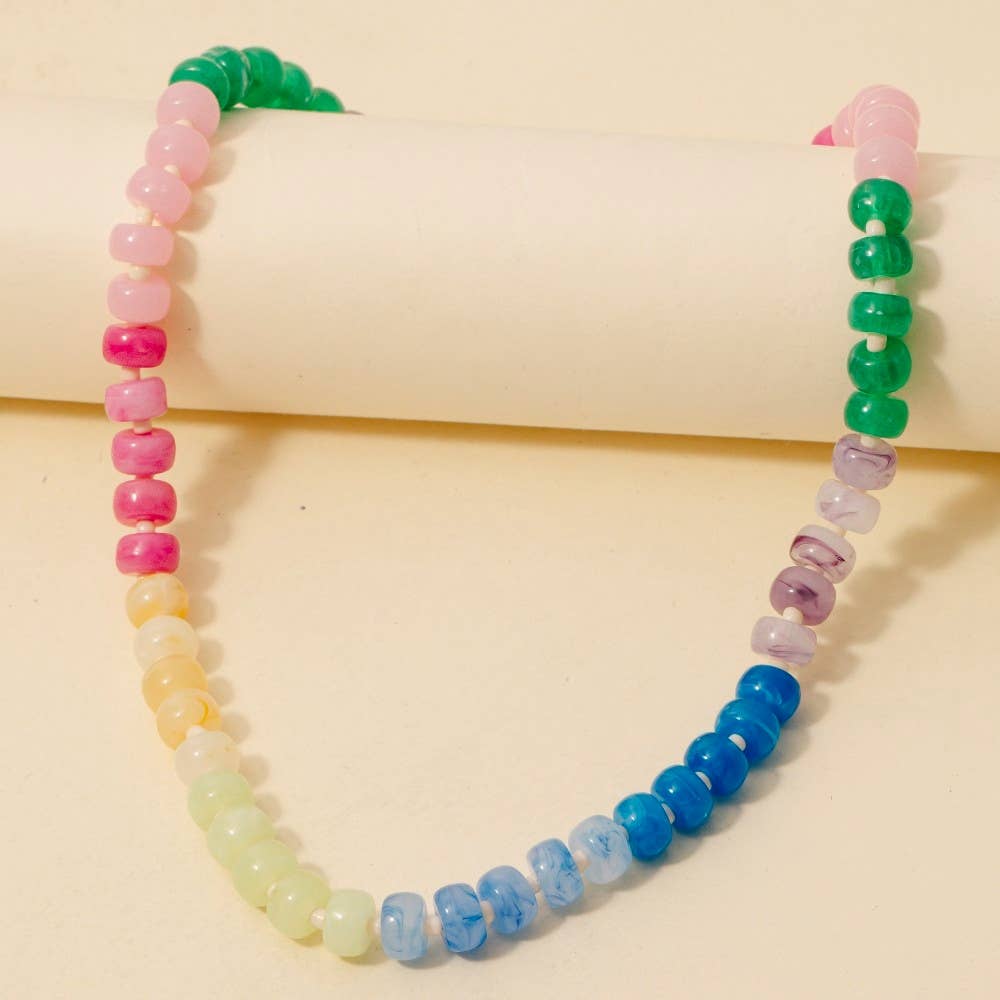 Round Marble Resin Beaded Necklace