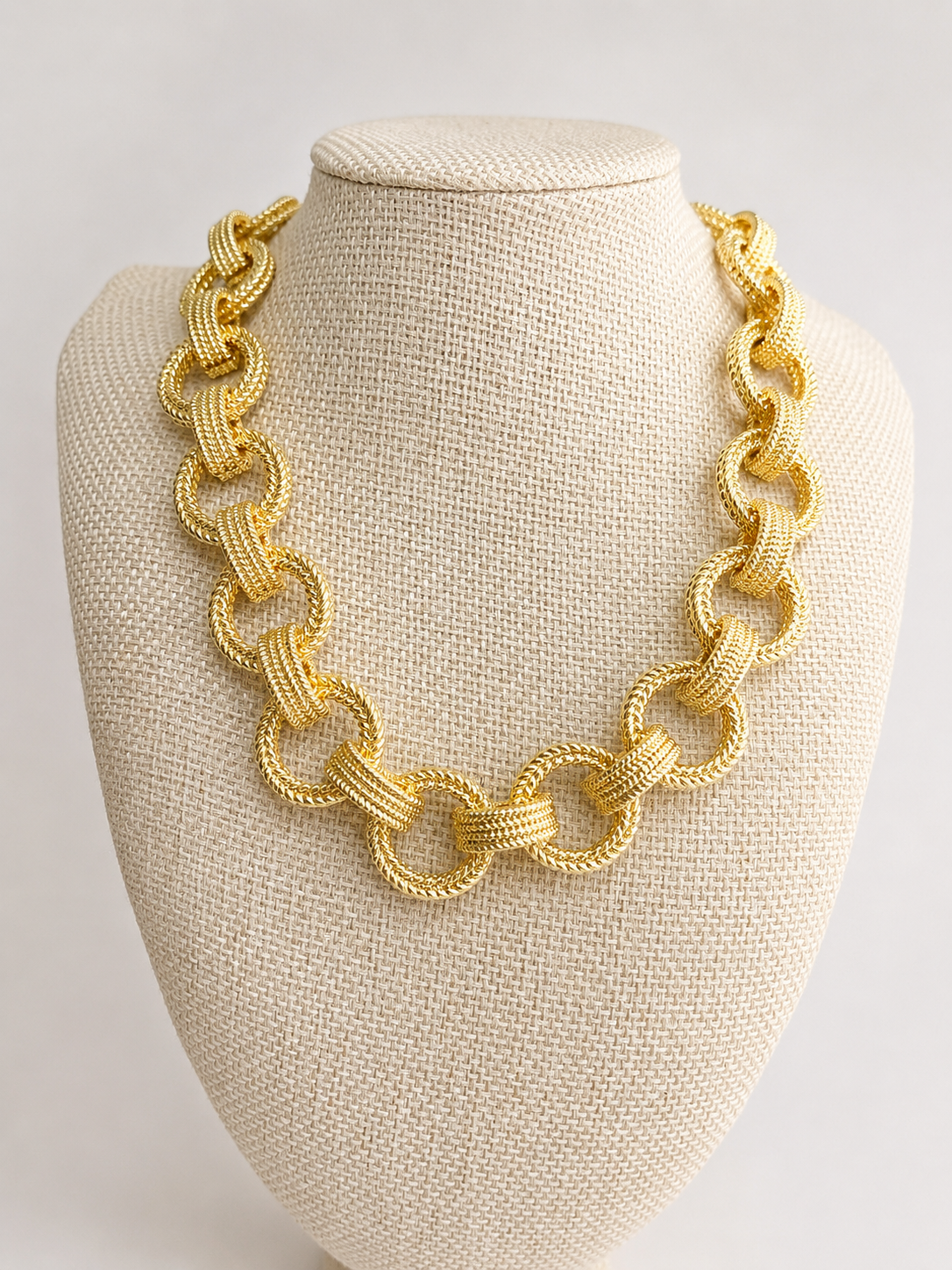 Muted Gold Circle Rope Necklace