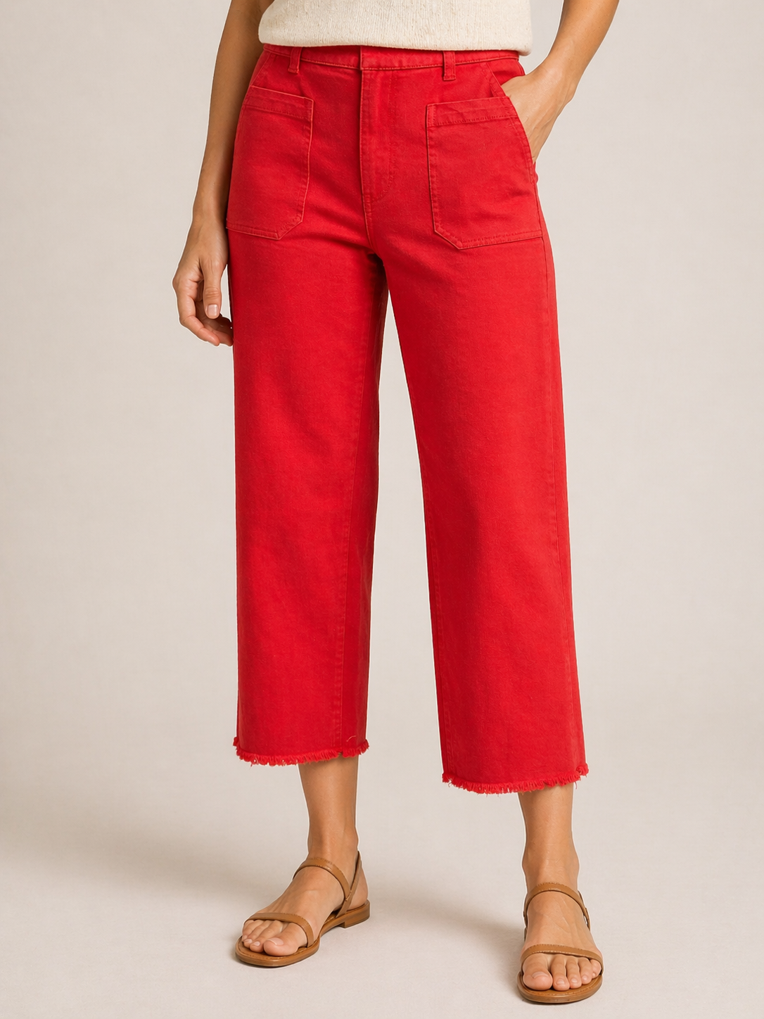 John Mark Red Wide Leg Pants