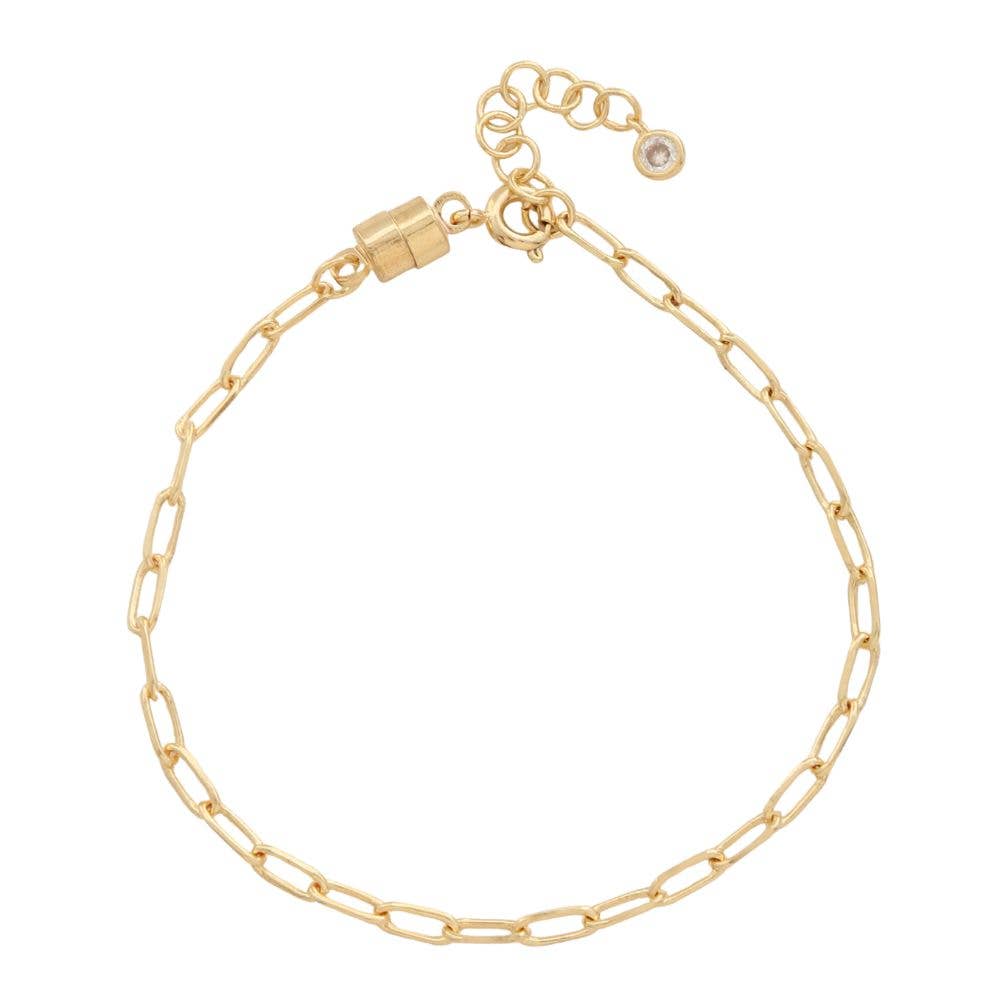 God Plated Oval Link Metal Magnetic Bracelet