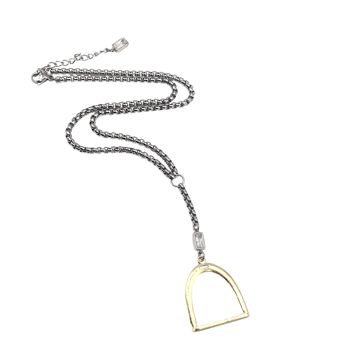 Equestrian Stirrup Lariat Necklace – Two Tone