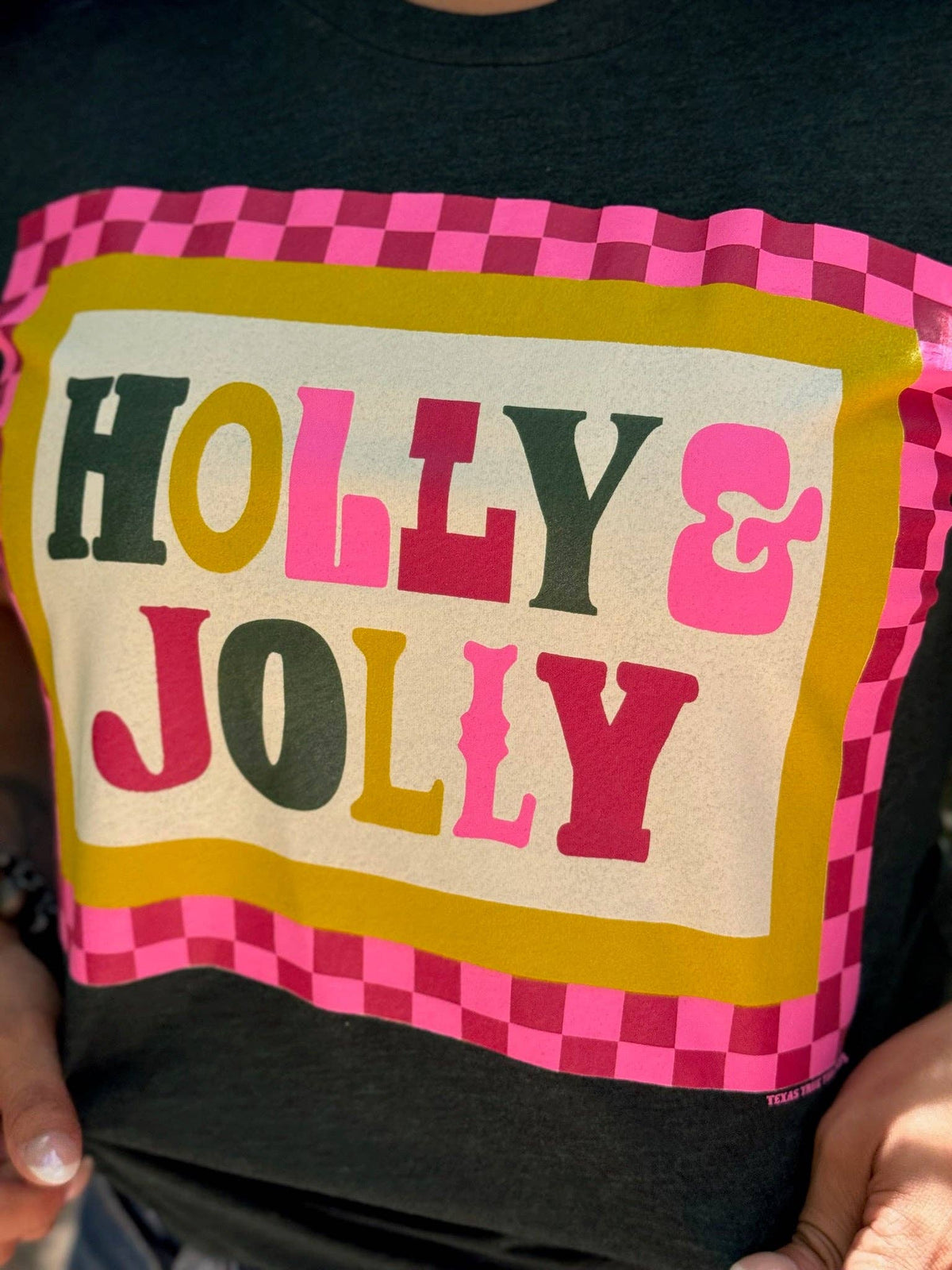 Pink & Red Checkered Holly Jolly Tee