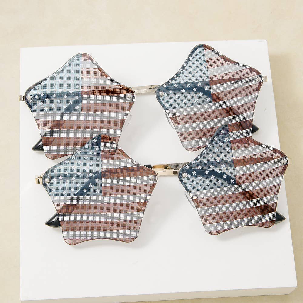 Patriotic Star Shaped American Flag Sunglasses