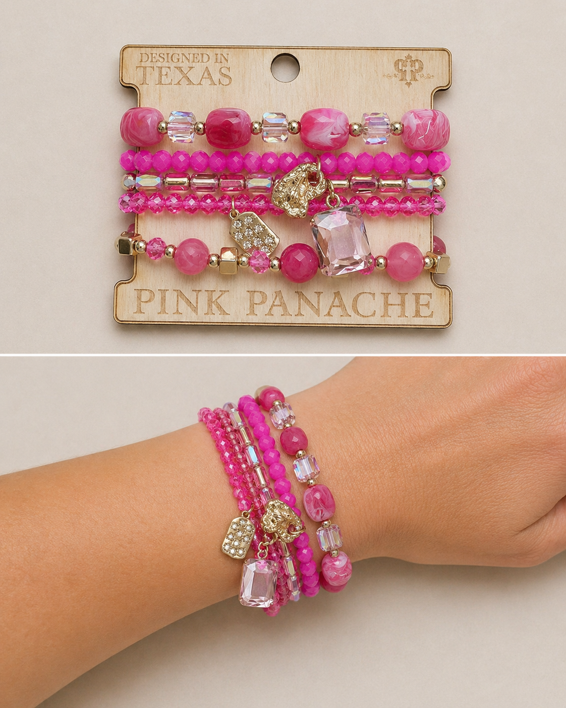 Mixed Bead Stretch Charm Bracelet Set