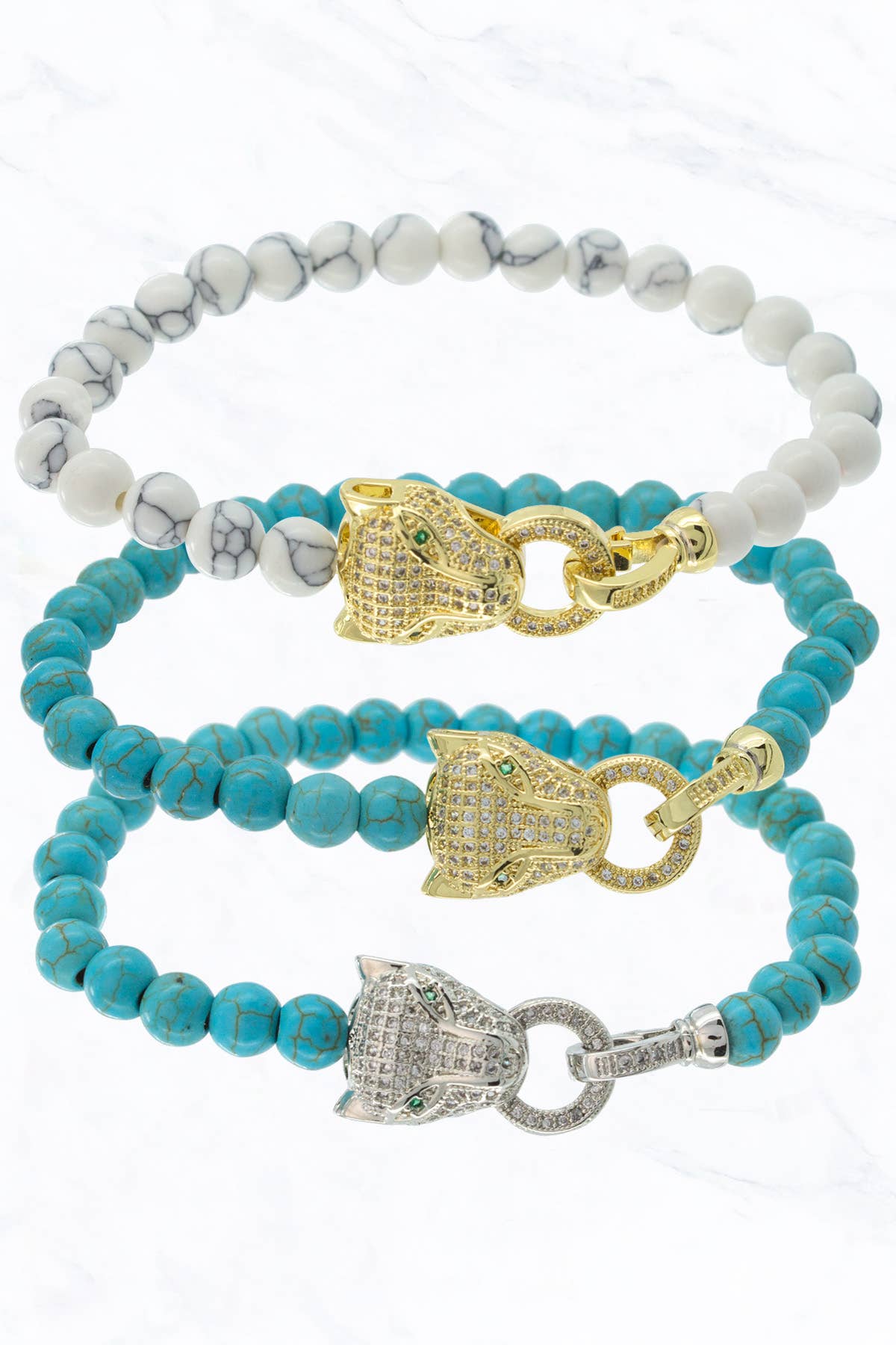 Cubic Zirconia Panther Pendant Bracelet