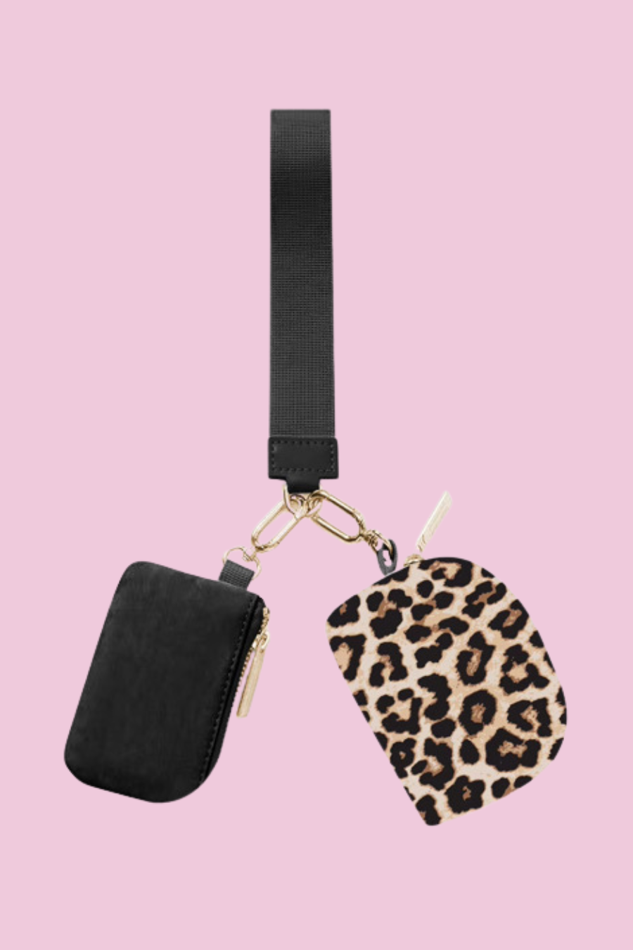 Double pouch wristlet in Safari Chic with two compartments
