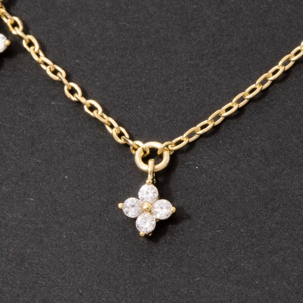 Pave Clover Charms Chain Necklace