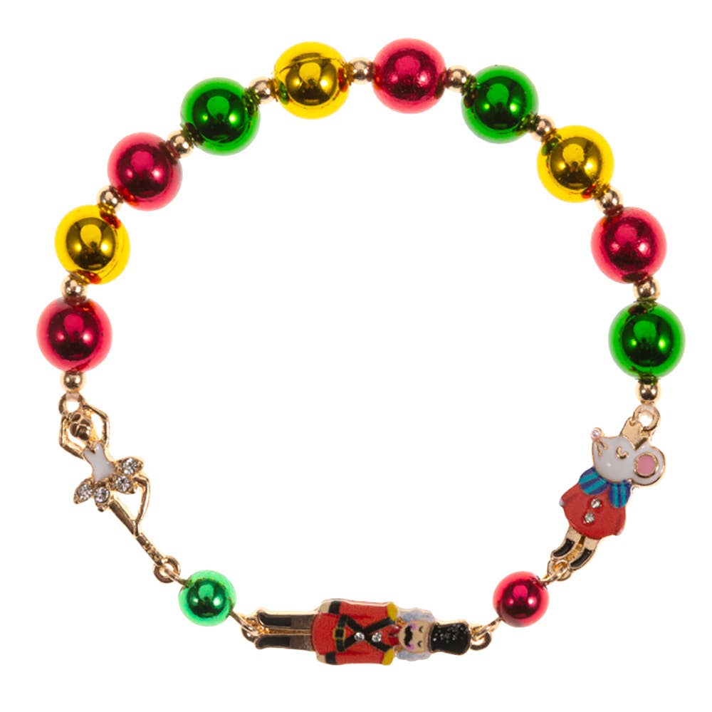 Christmas Nutcracker Charm Beaded Stretch Bracelet