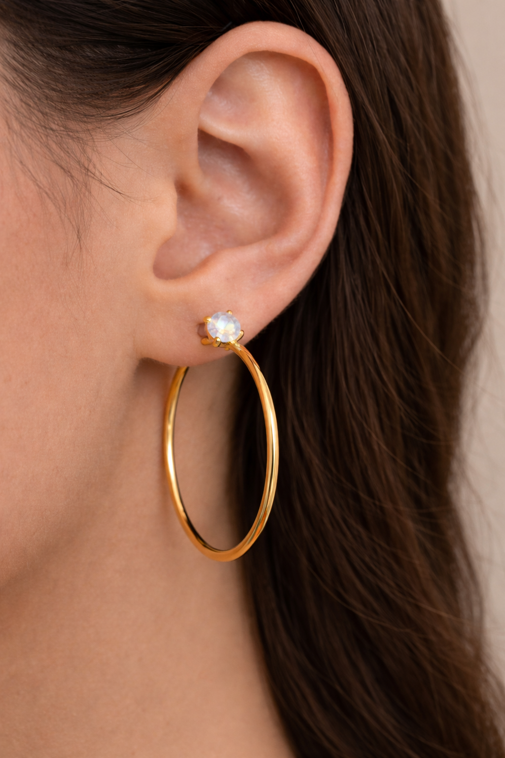 Sorrelli Mini Serefina Hoop Earrings - White Opal