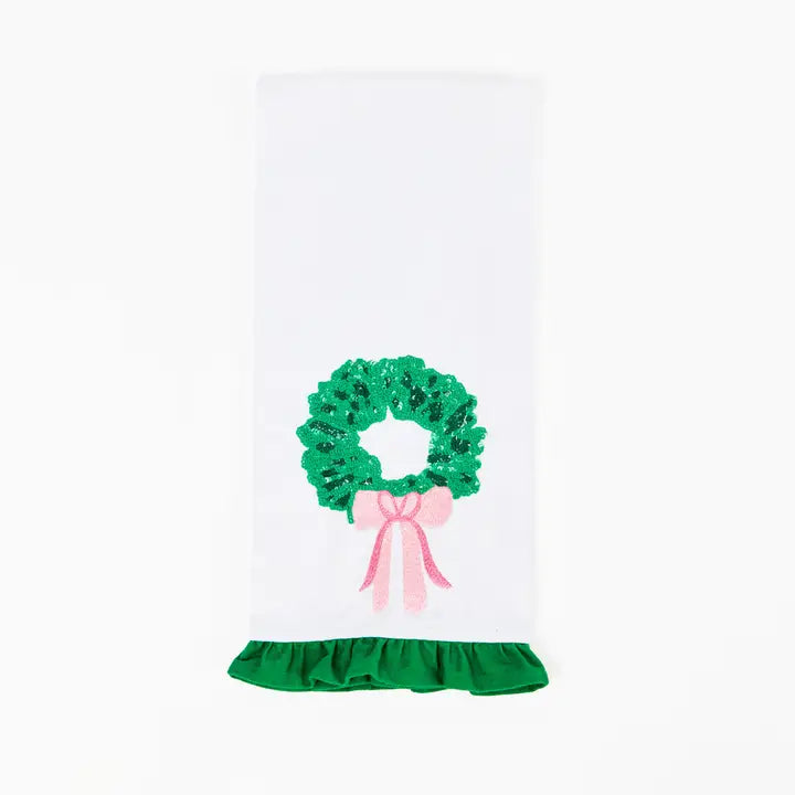 Tea Towel Sequin Wreath