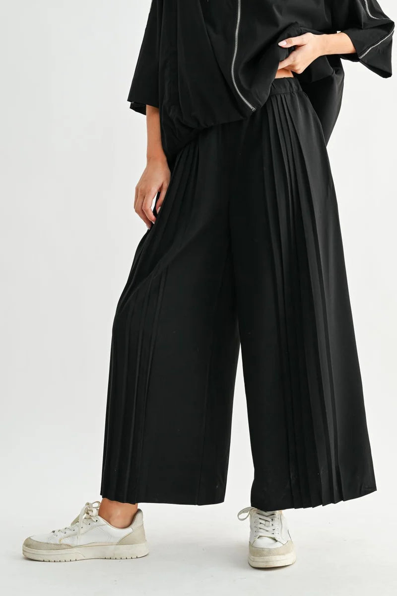 Flowy Wide-Leg Pants & Parachute Jacket