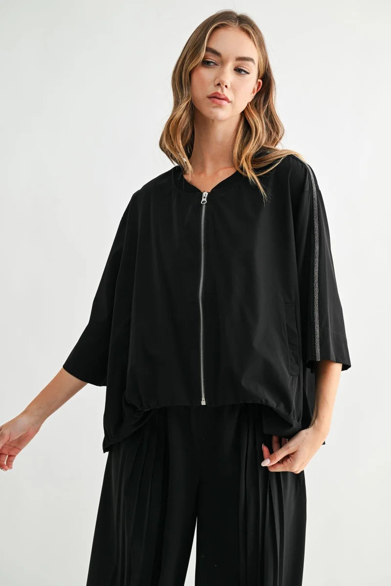 Flowy Wide-Leg Pants & Parachute Jacket