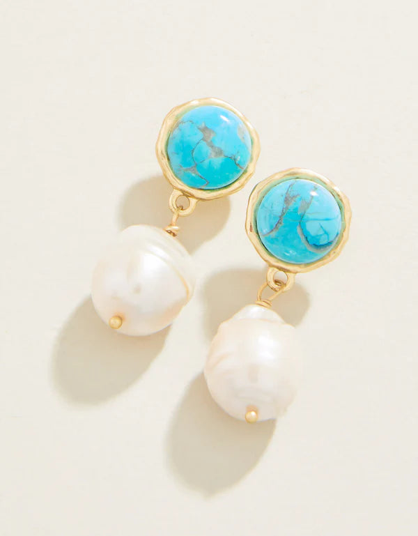 Spartina  Bauble Pearl Drop Earrings Pearl/Turquoise