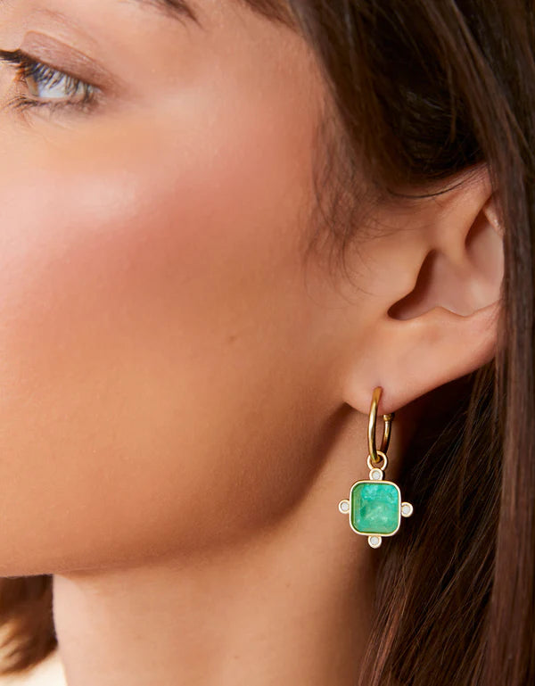 Spartina Chateau Convertible Hoop Earrings Ocean Green