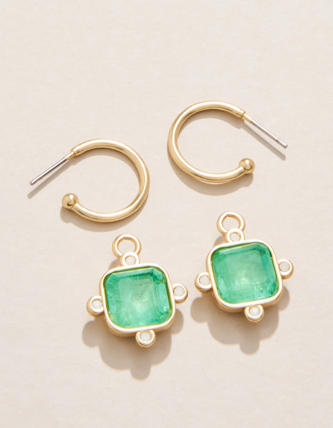 Spartina Chateau Convertible Hoop Earrings Ocean Green
