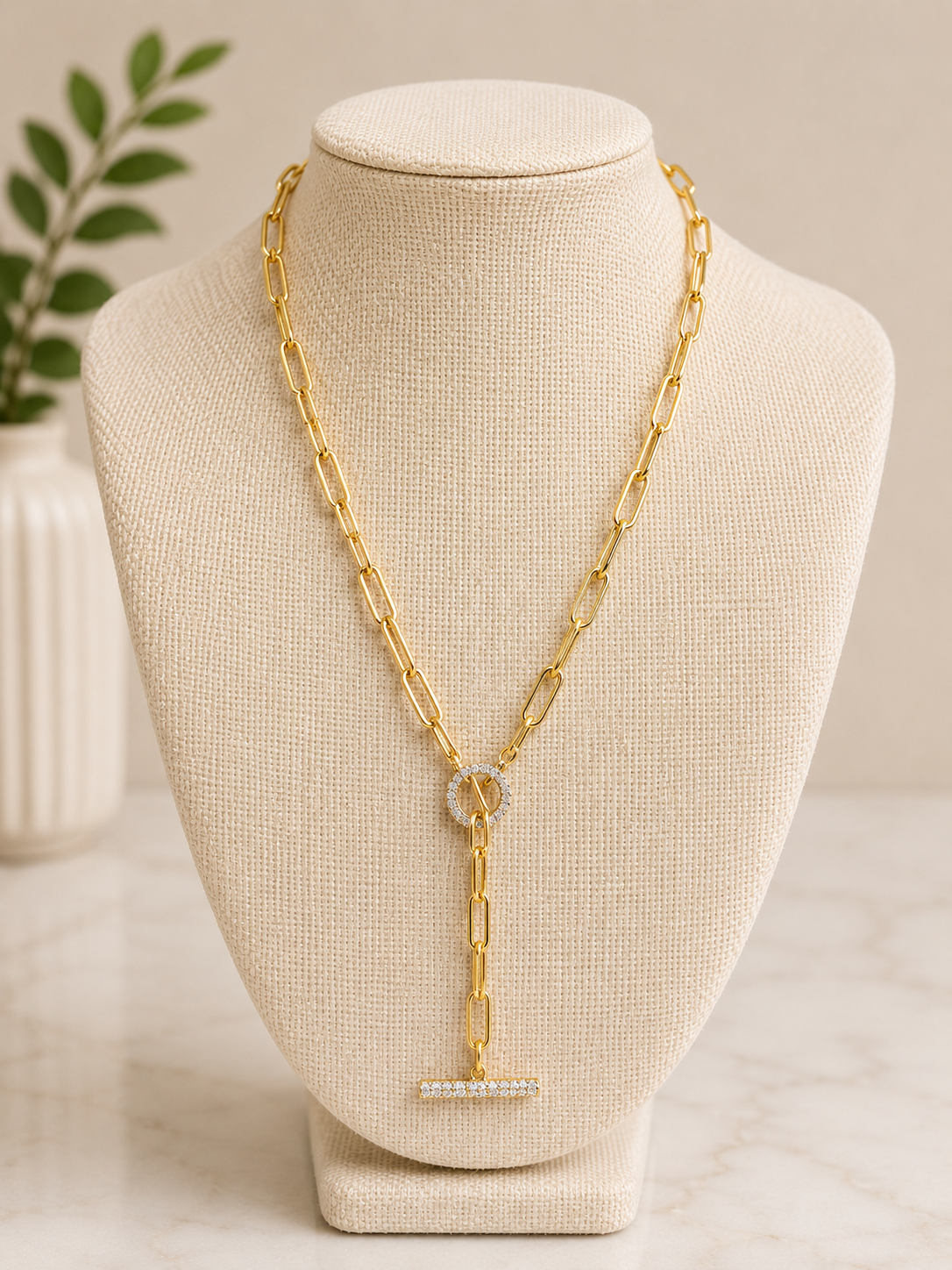 Crystal Toggle Link Necklace