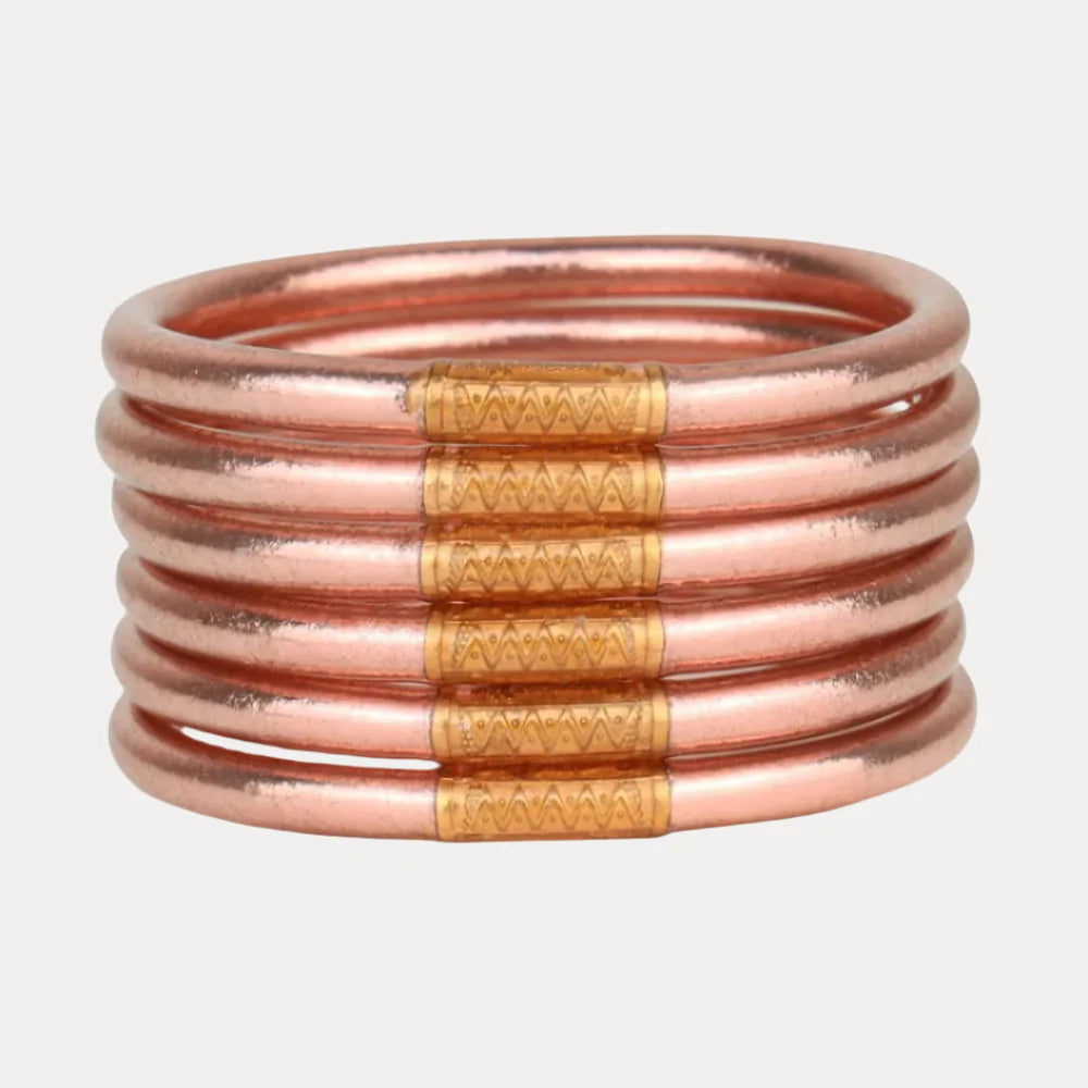 Budha Girl Rose Gold All Weather Bangles® (Set of 6) - Serenity Prayer