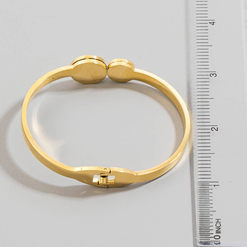 Stainless Steel Clover Hinged Bangle Bracelet