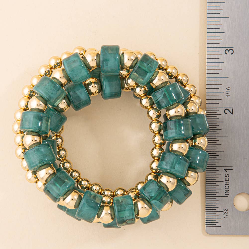 Marbled Rondelle Bead Stretch Bracelet Set