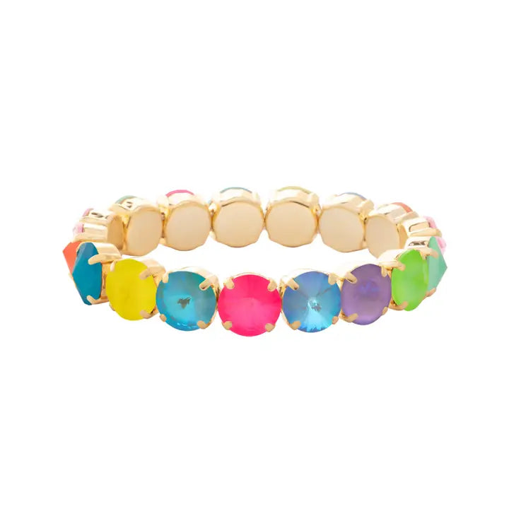 Sorrelli London Stretch Bracelet With Rivoli Crystals 7 In - Carnival