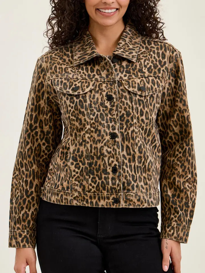 Judy Blue leopard print denim jacket