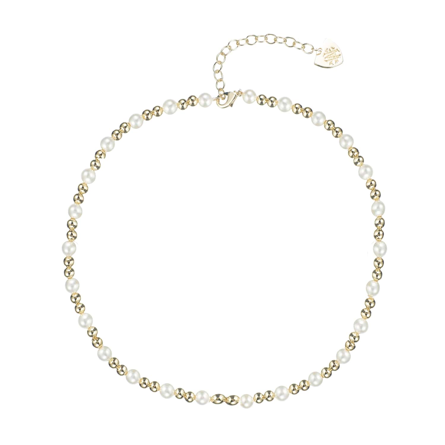 Natalie Wood Adorned Pearl Mini Beaded Necklace - Gold