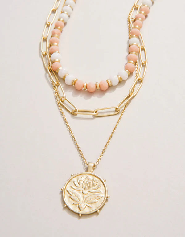 Spartina Lotus Layered Necklace 18'' Blush