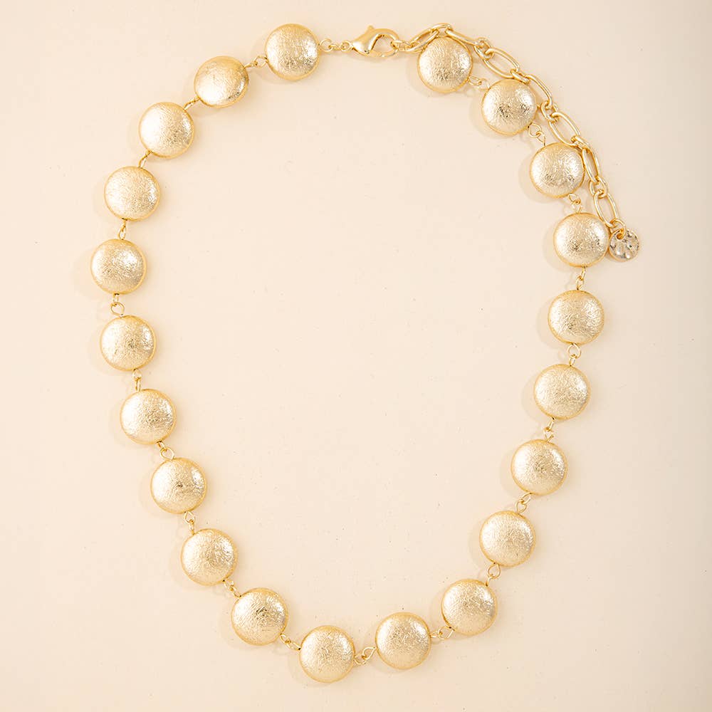 Brushed Disc Bead Statement Necklace