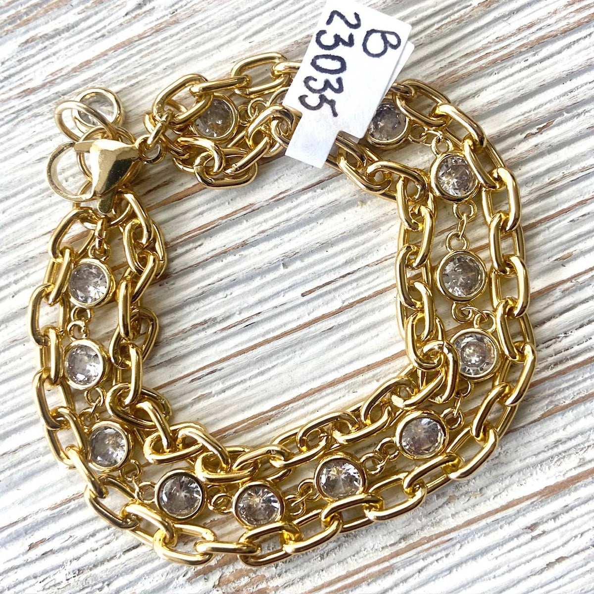 Crystal Gold Layered Chain Bracelet