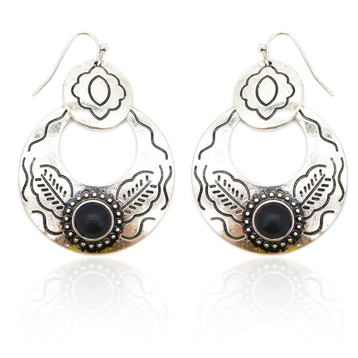 Howlite Stone Textured Metallic Earrings