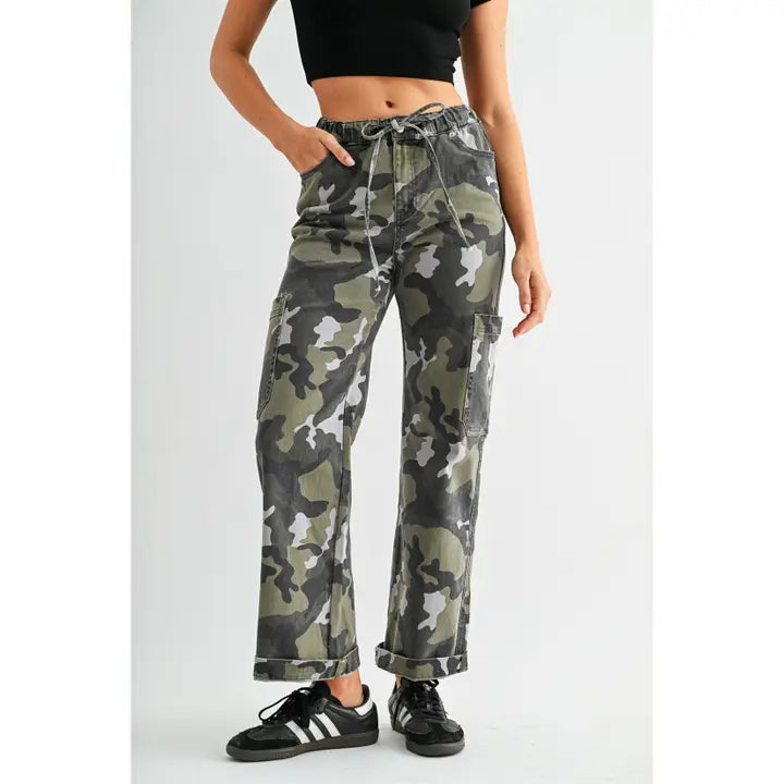 Camouflage High-Rise Jogger Ankle Wide
