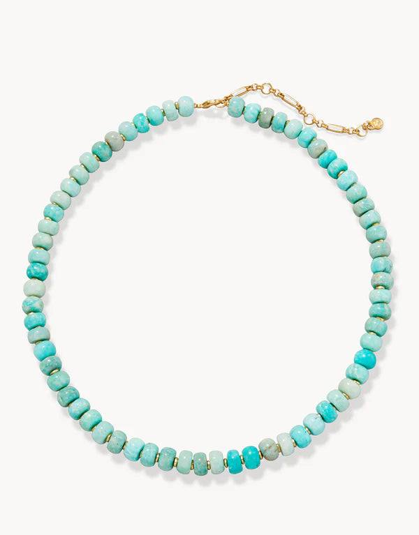 Spartina Oval Stone Beaded Necklace Amazonite