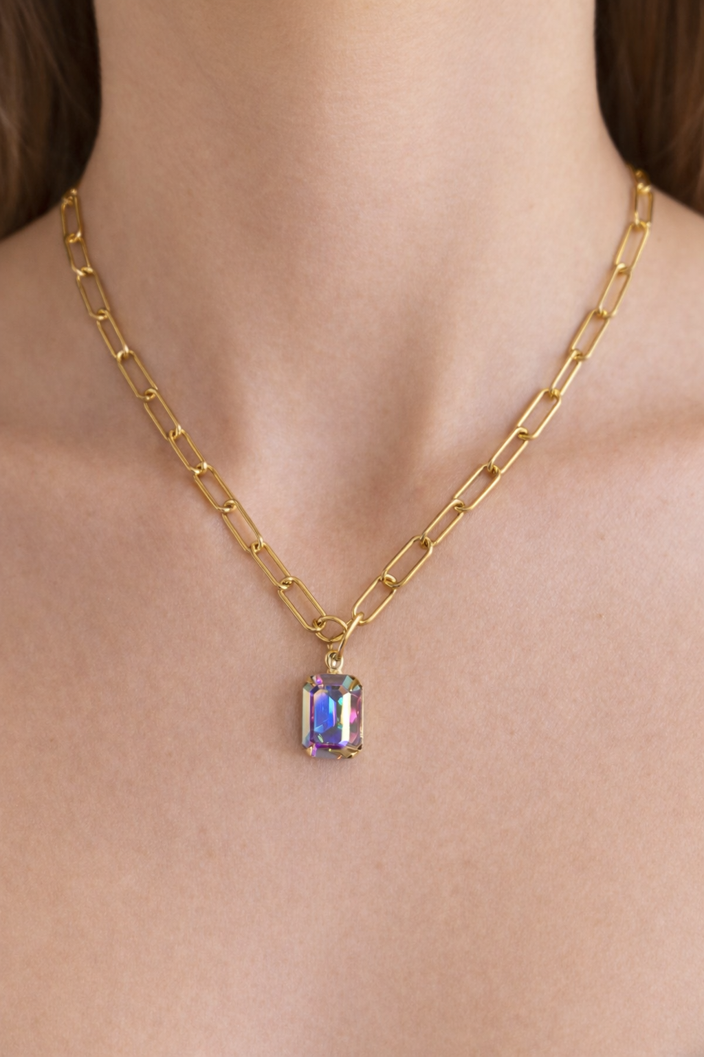 Sorrelli Nia Emerald Pendant Necklaces- Aurora Borealis